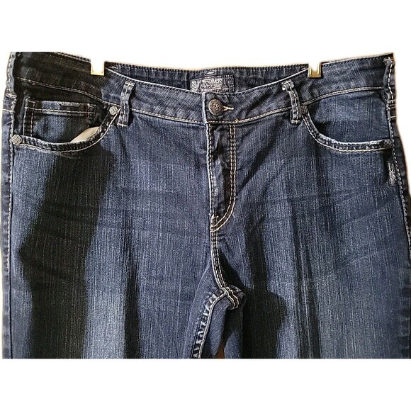 Silver Jeans Co. Aiko Slim Bootcut Mid-Rise Jeans SZ 20 / L 31 Thick Stitch Dark - Picture 3 of 11